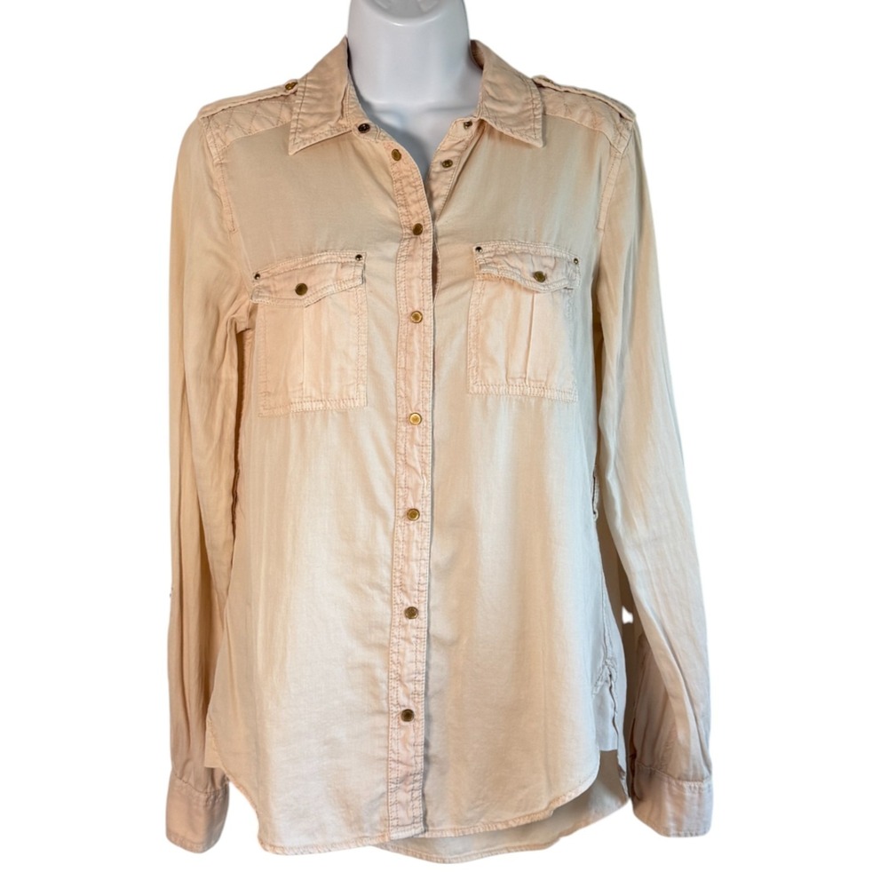 Anthropologie Maeve Military Inspired‎ Top Size 2 Epaulettes Quilted Boho Modern